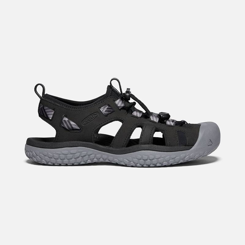 Keen SOLR Trekkingsandalen Damen DE-51482 Black/Steel Grey - Keen Damenschuhe Schwarz